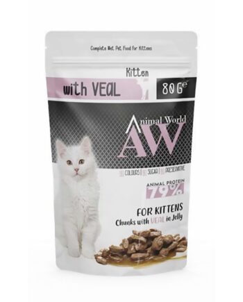 Animal World Jöle İçinde Parça Dana Etli Yavru Kedi Pouch Mama 80 gr