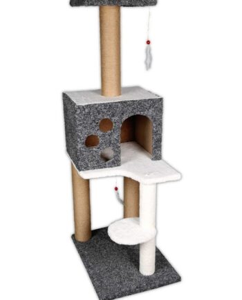 Markapet 3 Katlı Kedi Tırmalama Tahtası + Kedi Evi 40 x 55 x 127 cm Kırçıl