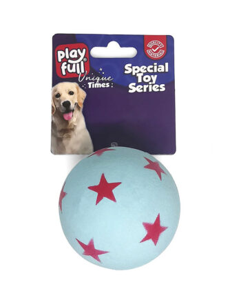 Playfull Zıplayan Köpek Oyun Topu 6,3 Cm Mavi Yıldız Desenli