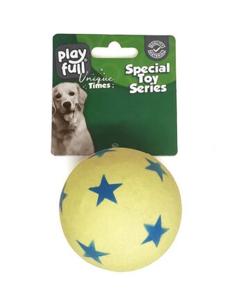 Playfull Zıplayan Köpek Oyun Topu 6,3 Cm Sarı Yıldız Desenli