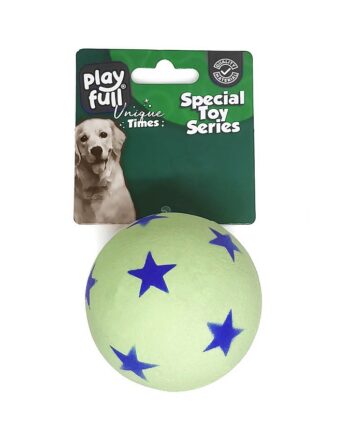 Playfull Zıplayan Köpek Oyun Topu 6,3 Cm Yeşil Yıldız Desenli