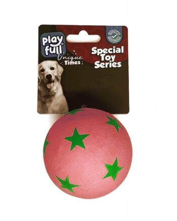 Playfull Zıplayan Köpek Oyun Topu 6,3 Cm Kırmızı Yıldız Desenli
