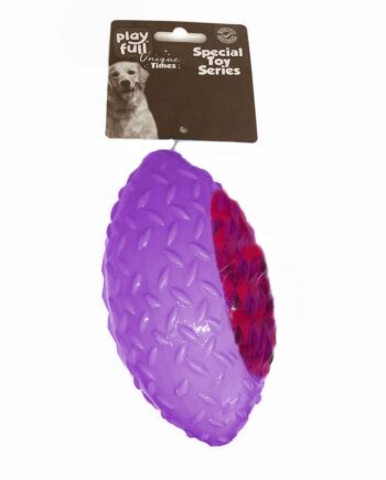 Playfull Rugby Topu Şeklinde Işıklı Plastik Köpek Oyuncağı 6x14 Cm Mor