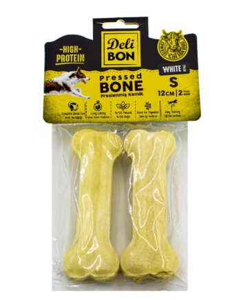Delibon Deri Köpek Çiğneti Pres Kemik 2x12cm Beyaz