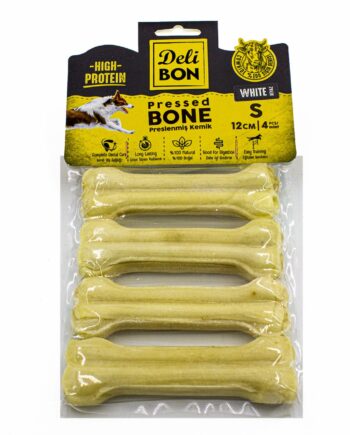 Delibon Deri Köpek Çiğneti Pres Kemik 4x12cm Beyaz
