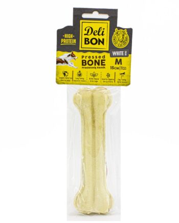 Delibon Deri Köpek Çiğneti Pres Kemik 1x15cm Beyaz