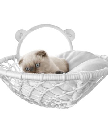 Markapet Vantuzlu Oval Kedi Hamağı Kedi Yatağı 17*46 cm Beyaz