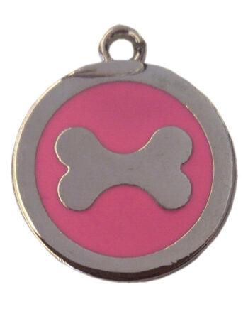 Kemik Desenli Kedi Köpek İsimlik Aksesuar 2,5 cm Pembe