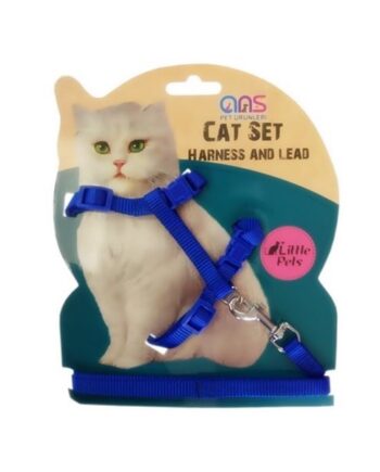 Kedi Göğüs Bel Tasması Dokuma Mavi Standart