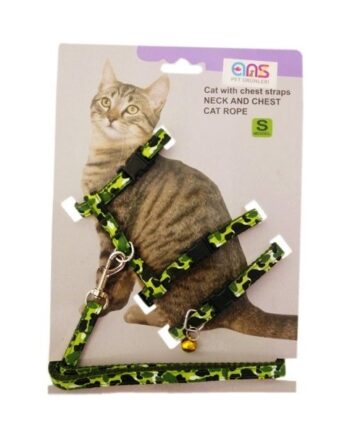 ANS Kamuflaj Desenli Kedi Göğüs Bel Tasması Yeşil