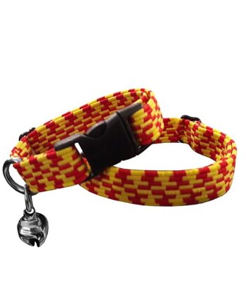 Pet Prety Elastik Örme Kedi Tasması Sarı Kırmızı 10 mm A=23/32 cm