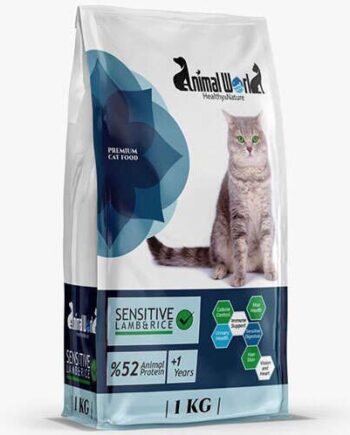Animal World Sensitive Kuzulu ve Pirinçli Yetişkin Kedi Maması 1 kg
