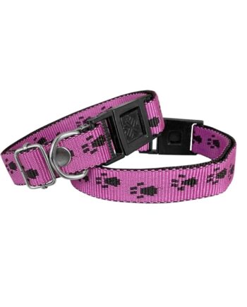 Markapet Köpek Tasması Patili Dokuma 2 cm - Min: 30 cm - Max: 50 cm Koyu Pembe