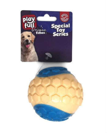 Playfull Sesli Plastik Top Köpek Oyuncağı 6 Cm 58 Gr Mavi Krem