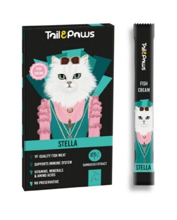 Tail & Paws STELLA Somonlu ve Multivitaminli Şekersiz Krema Kedi Ödül Maması 15gr (5'li)