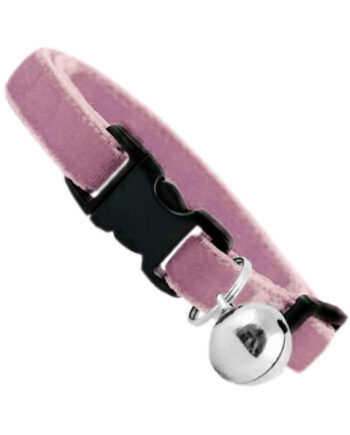 Kedi Boyun Tasması Kadife Dokulu Çanlı 1*30 cm Pembe