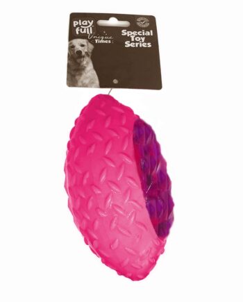Playfull Rugby Topu Şeklinde Işıklı Plastik Köpek Oyuncağı 6x14 Cm Pembe
