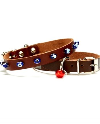 Nazar Boncuklu Kedi Ve Küçük Irk Köpek Tasması 1x14-18 cm Kahve XSmall