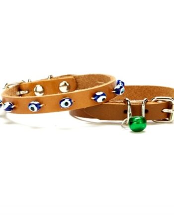 Nazar Boncuklu Kedi Ve Küçük Irk Köpek Tasması 1x14-18 cm Kamel Xsmall