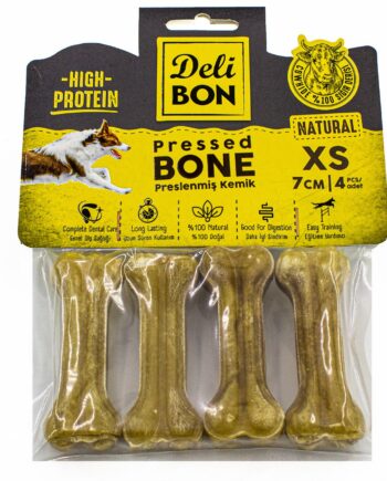 Delibon Deri Köpek Çiğneti Pres Kemik 4x7cm Natural