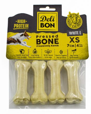 Delibon Deri Köpek Çiğneti Pres Kemik 4x7cm Beyaz