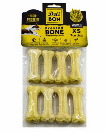 Delibon Deri Köpek Çiğneti Pres Kemik 8x7cm Beyaz