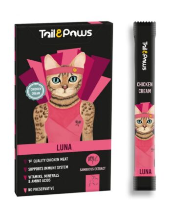 Tail & Paws LUNA Tavuklu ve Multivitaminli Şekersiz Krema Kedi Ödül Maması 15gr (5'li)