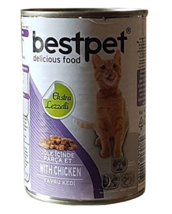 Bestpet Soslu Parça Tavuk Etli Konserve Yavru Kedi Maması 400 gr