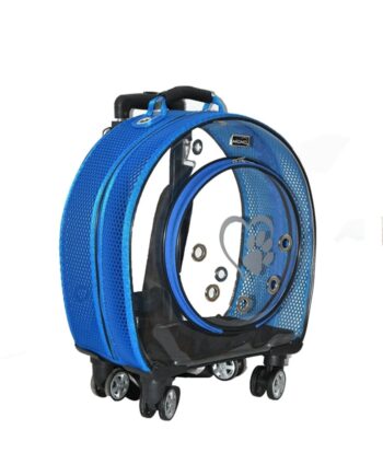 Markapet Fileli Tekerlekli Kedi Köpek Taşıma Çantası 42 x 40 x 22 cm Mavi 15 kg