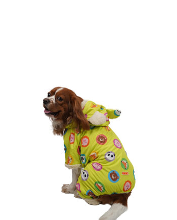 Pawstar Yeşil Animals Romper Küçük Ve Orta Irklar Için Tulum-mont Yağmurluk Köpek Kıyafeti Medium