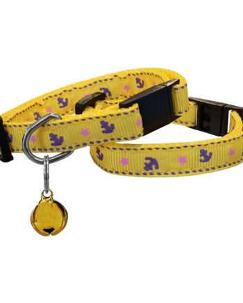Çapa Desenli Kedi Köpek Tasması Min:20-Max:30 cm Sarı