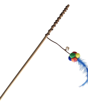 Ponponlu Tüylü Kedi Oltası Kedi Oyuncağı 40-50 cm Renkli