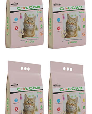 Cat City Ekstra Parfümlü Bentonit Topaklanan Kedi Kumu 10 Lt Bebek Pudralı ( 4 Adet )