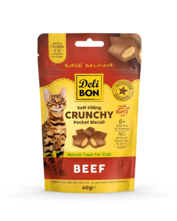 Delibon Cruncy İçi Dolgulu Ödül Bisküvisi - Sığır etli 60gr