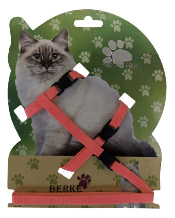 Gezdirme Kayışlı Dokuma Kedi Göğüs Tasma Seti 20*32-120 cm Kiremit
