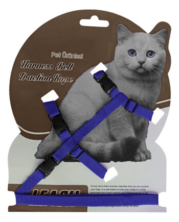 Gezdirme Kayışlı Dokuma Kedi Göğüs Tasma Seti 20*32-120 cm Mavi