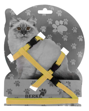 Gezdirme Kayışlı Dokuma Kedi Göğüs Tasma Seti 20*32-120 cm Sarı