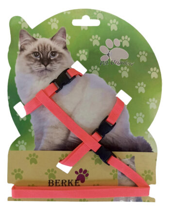 Gezdirme Kayışlı Dokuma Kedi Göğüs Tasma Seti 20*32-120 cm Turuncu
