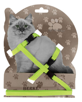 Gezdirme Kayışlı Dokuma Kedi Göğüs Tasma Seti 20*32-120 cm Neon Sarı