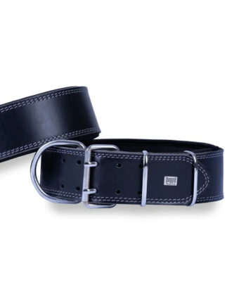 Doggie Konfor Çift Kat Deri El Yapımı Köpek Boyun Tasması 6x60-70 cm Siyah