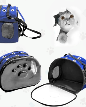 Markapet Patili Şeffaf Kedi Taşıma Sırt Çantası Mavi 20 x 34 x 42 cm