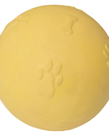 Pati Desenli Termoplastik Sert Köpek Oyun Topu 7 cm Medium Sarı