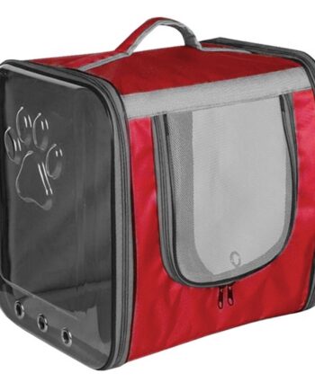 Markapet Çift Cam Kedi Köpek Taşıma Çantası 32x40x42 cm Kırmızı