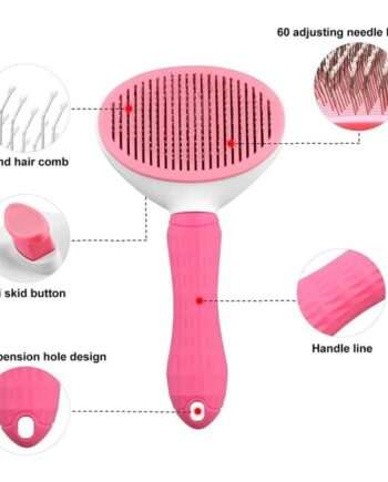 Markapet Kendini Temizleyen Tuşlu Kedi Köpek Tarağı Pembe 10 x 20 cm
