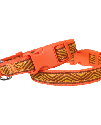 Doggie Dalga Desenli Dokuma Köpek Boyun Tasması 1,5 cm x 27-40 cm Turuncu