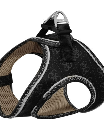 Üç Kilitli Deri Kedi Köpek Göğüs Tasması 32-40 cm Medium Siyah