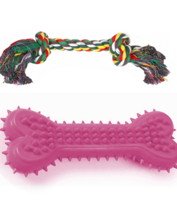 Ans Dental Plastik Köpek Oyuncak + Diş İpi 15 x 22 cm Pembe