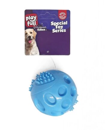 Playfull Plastik Renkli Sesli Top Köpek Oyuncağı 6 Cm Mavi