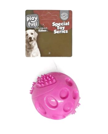 Playfull Plastik Renkli Sesli Top Köpek Oyuncağı 6 Cm Pembe