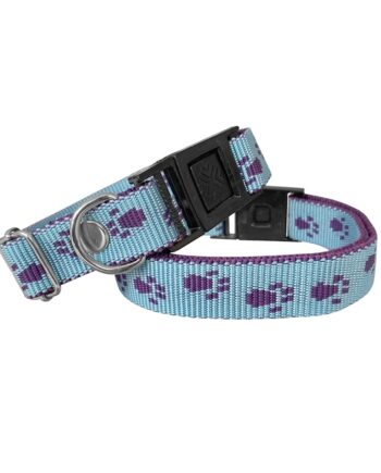 Markapet Köpek Tasması Patili Dokuma 2 cm - Min: 30 cm - Max: 50 cm Açık Mavi
